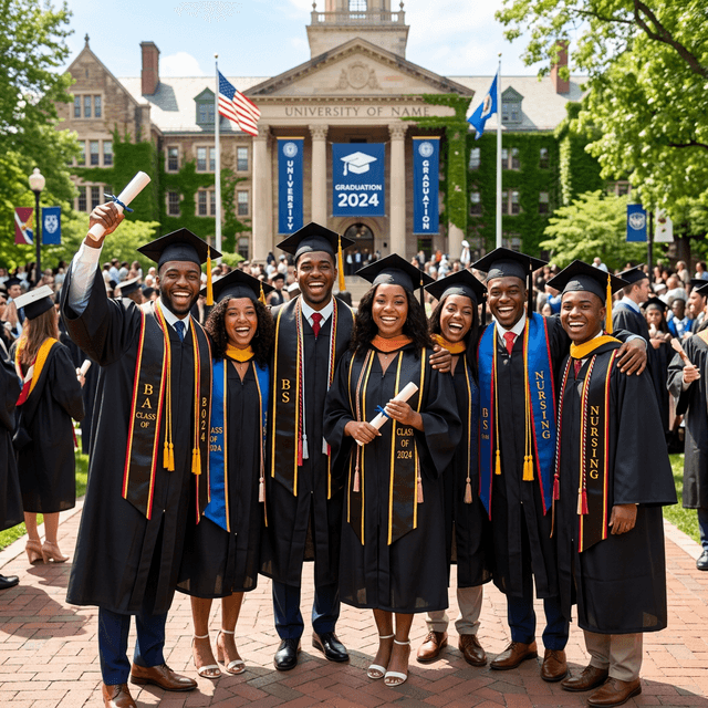 Happy African American graduating students
